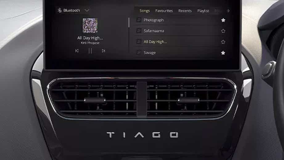 Dashboard touchscreen display of a Tata Tiago