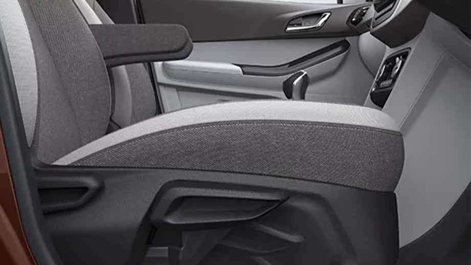 Front seat and armrest view of a Tata Tigor