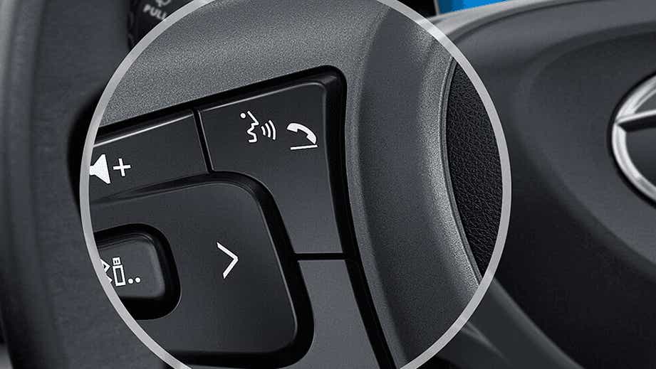 steering wheel control close-up of a Tata Altroz 2020-2024