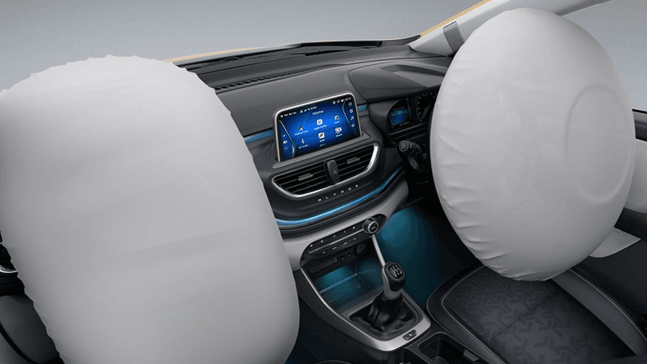 front airbags deployed in the interior dashboard of a Tata Altroz 2020-2024