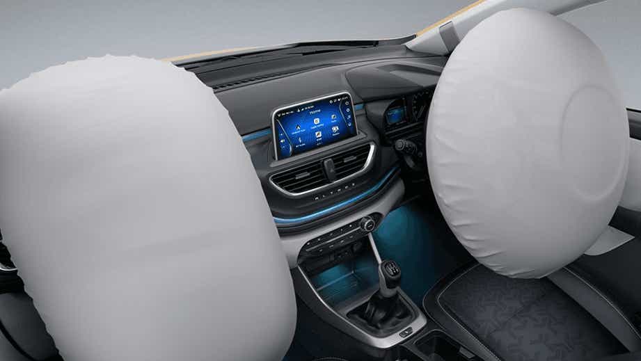 front airbags deployed in the interior dashboard of a Tata Altroz 2020-2024