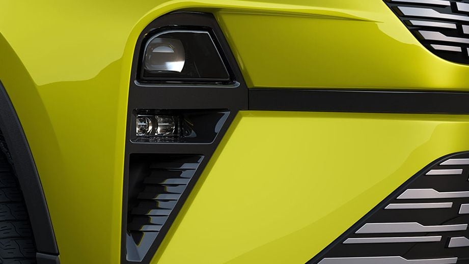 headlight close-up of a Tata Harrier