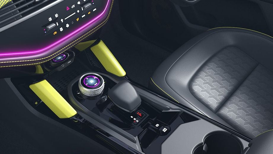 interior center console and seat of a Tata Harrier