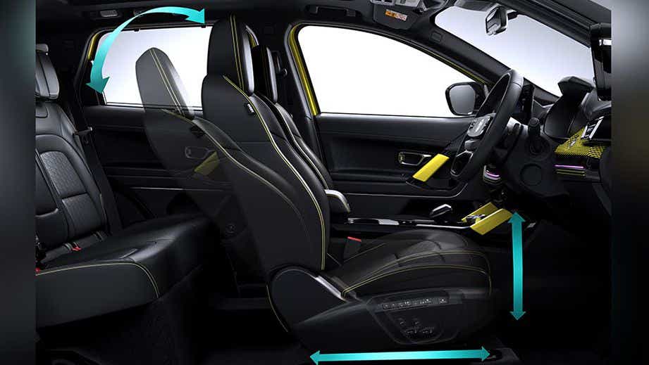 interior front seats adjustment of a Tata Harrier