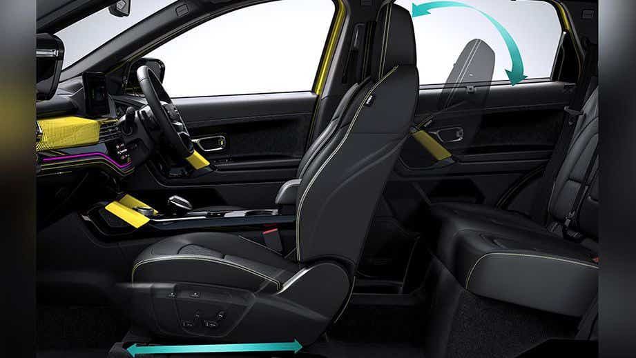 Front interior seat adjustment view of a Tata Harrier