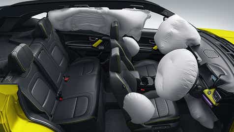 interior cabin showing airbags of a Tata Harrier