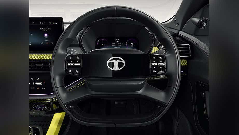 Steering wheel and dashboard of a Tata Harrier