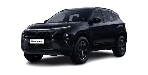 front three-quarter of an Oberon Black Tata Harrier