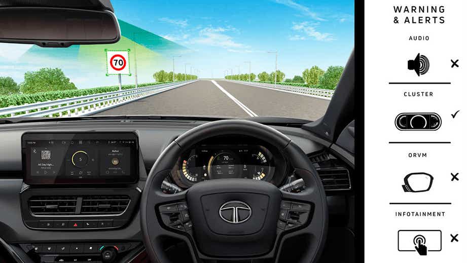 dashboard and steering view of a Tata Harrier 2019-2023