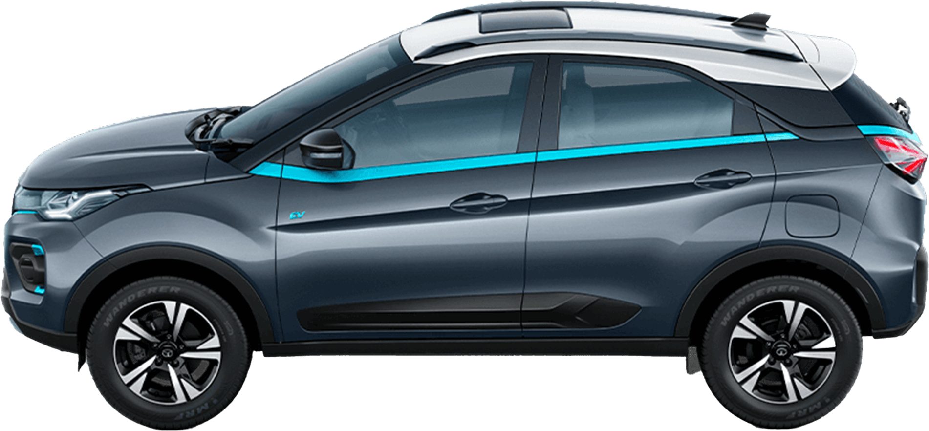side view of a Daytona Grey Tata Nexon EV Max