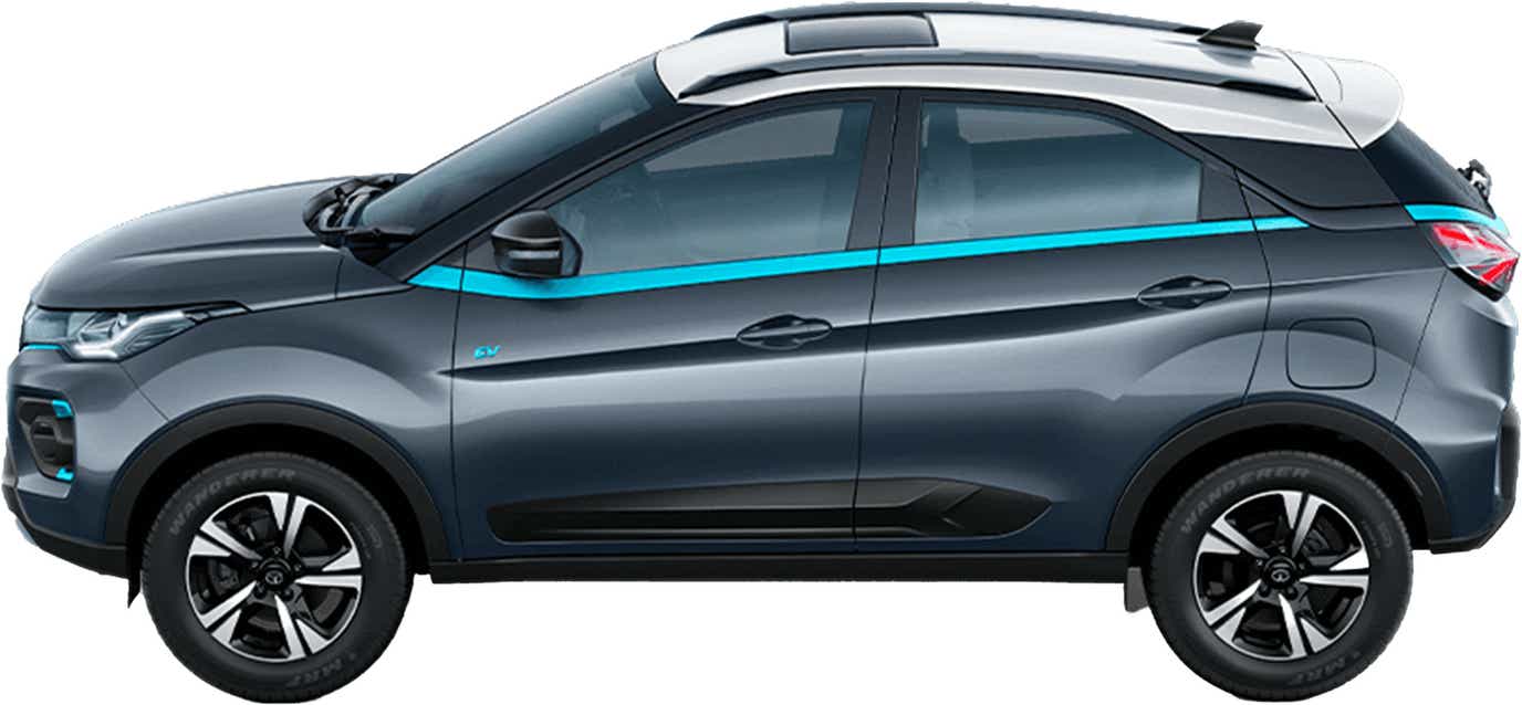side view of a Daytona Grey Tata Nexon EV Max