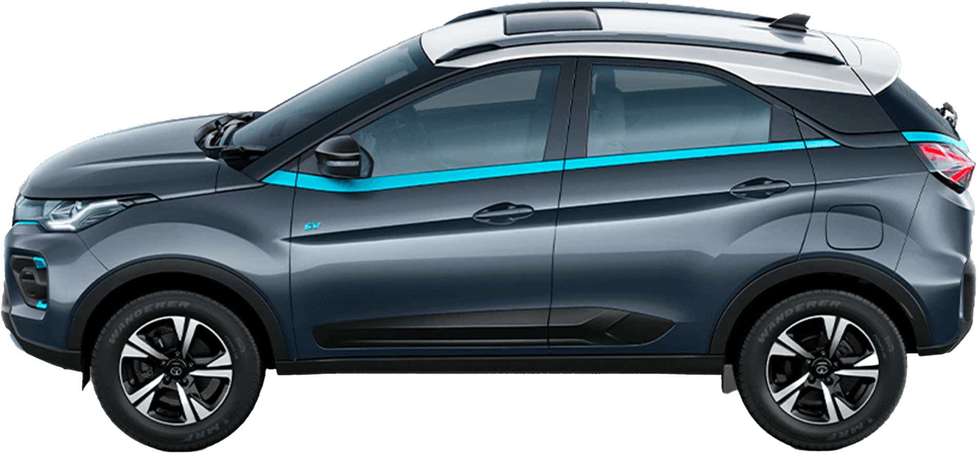 side view of a Daytona Grey Tata Nexon EV Max