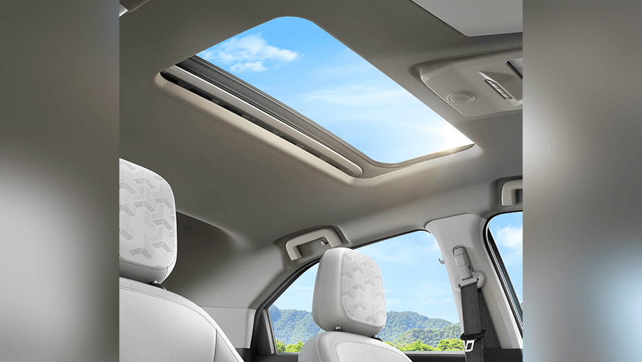 sunroof and front seats view of a Tata Nexon EV Prime
