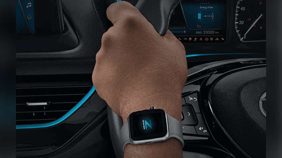 Interior dashboard and steering wheel of a Tata Nexon EV Prime