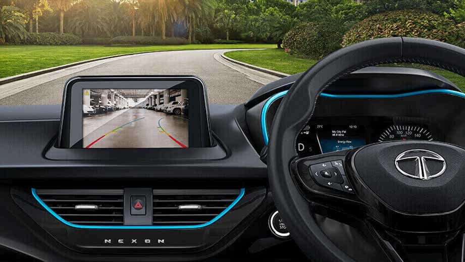dashboard and steering wheel of a Tata Nexon EV Prime