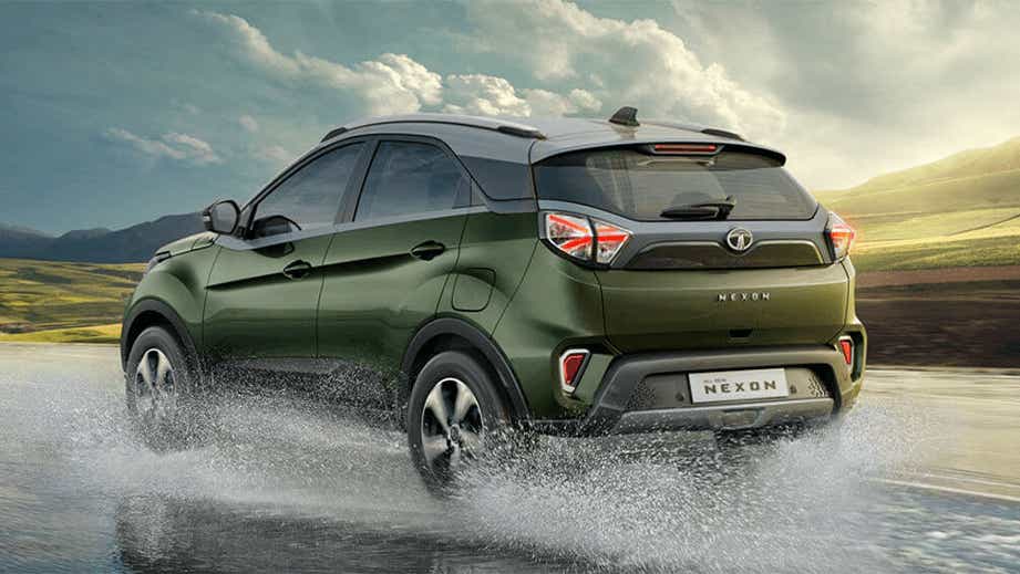 rear three-quarter of a Tata Nexon 2017-2023