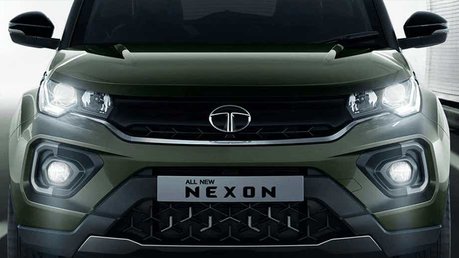 Front view of a Tata Nexon 2017-2023