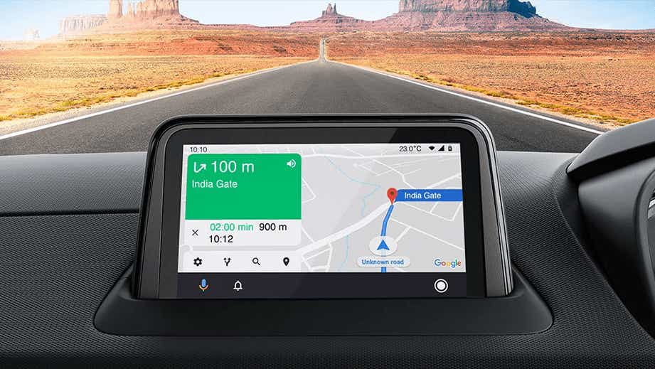infotainment display navigation view of a Tata Nexon 2017-2023