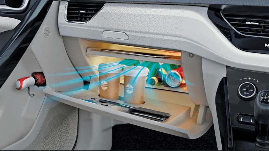 interior glovebox view of a Tata Nexon 2017-2023