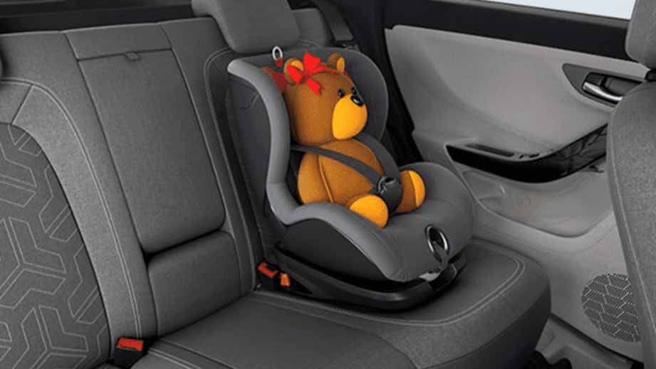 Rear seat and child seat view of a Tata Nexon 2017-2023