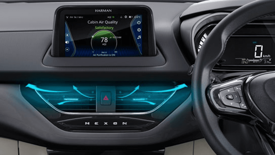 interior dashboard of a Tata Nexon 2017-2023