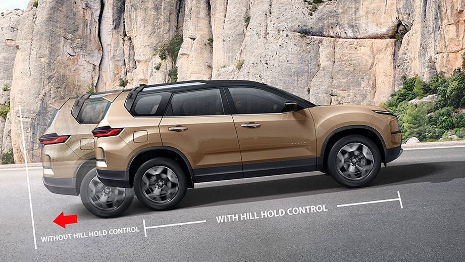side view of a Tata Safari demonstrating hill hold control