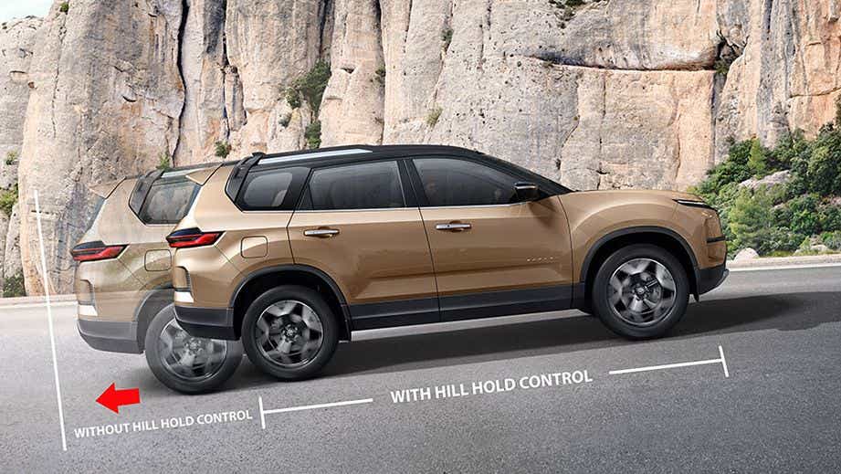 side view of a Tata Safari demonstrating hill hold control