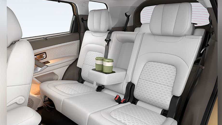 Rear seat interior view of a Tata Safari
