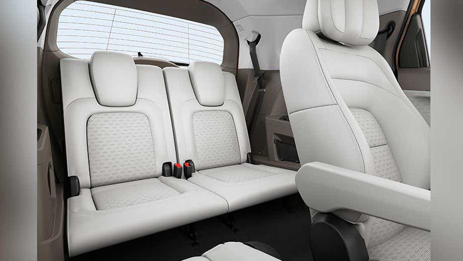 Rear seat and interior view of a Tata Safari