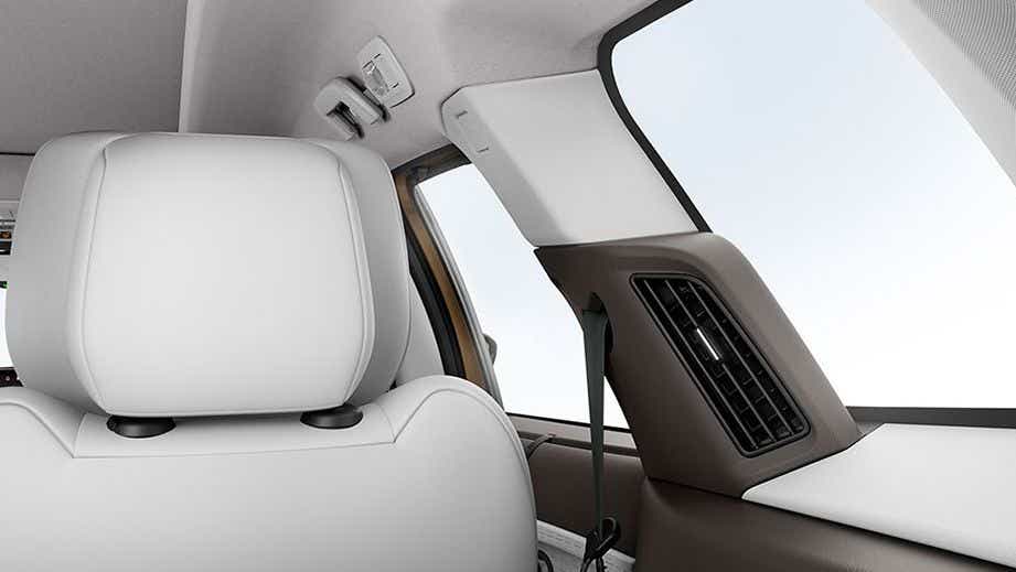 Rear seat and interior air vent of a Tata Safari