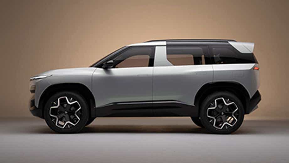 side view of a Stardust Ash Tata Sierra EV