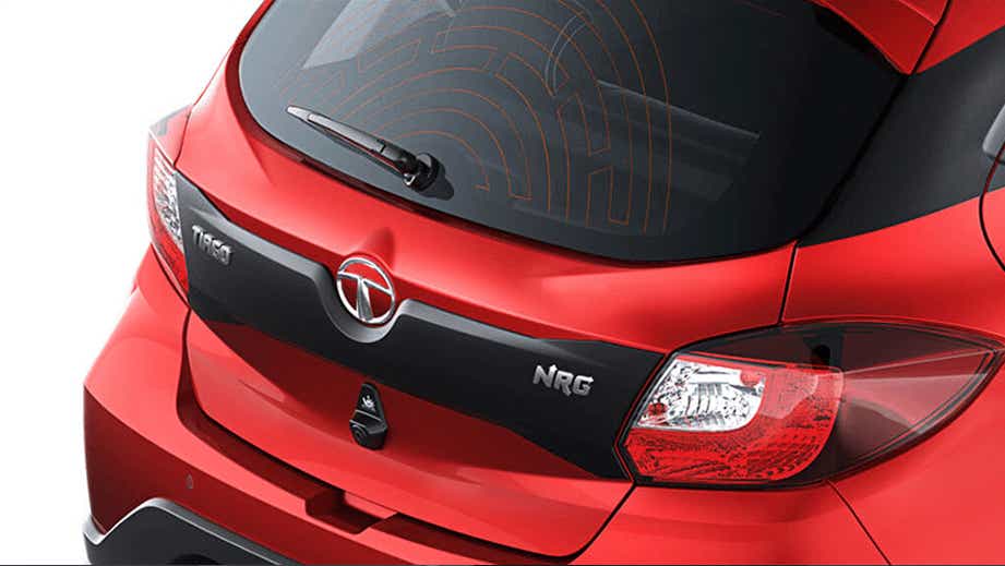 Rear view of a Tata Tiago NRG