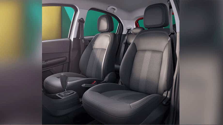 front seats and dashboard view of a Tata Tiago NRG