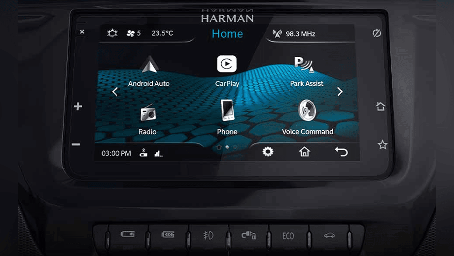 infotainment system of a Tata Tigor EV