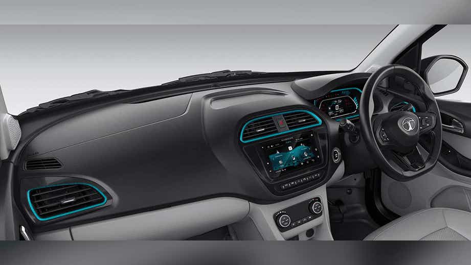 interior dashboard of a Tata Tigor EV