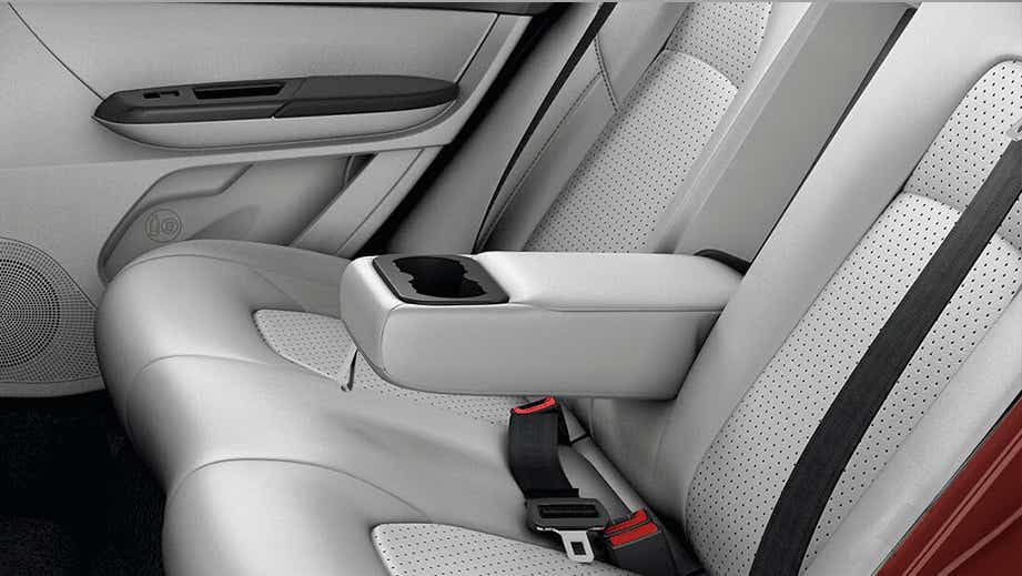 rear seat and center armrest of a Tata Tigor EV