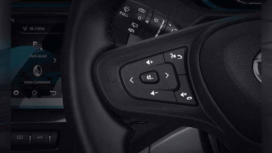 steering wheel controls of a Tata Tigor EV