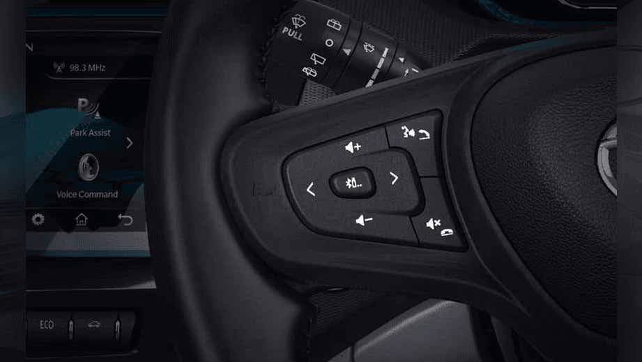 steering wheel controls of a Tata Tigor EV