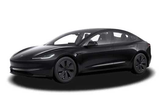 front three-quarter view of a Black Tesla Model 3