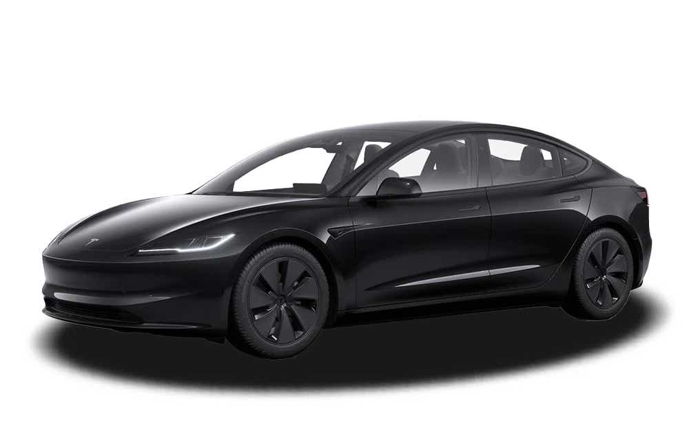 front three-quarter view of a Black Tesla Model 3