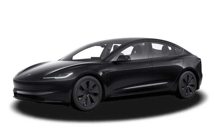 front three-quarter view of a Black Tesla Model 3