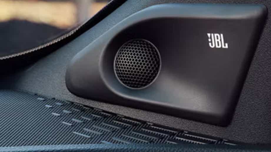 close-up of speaker grille detail in a Toyota bZ4X