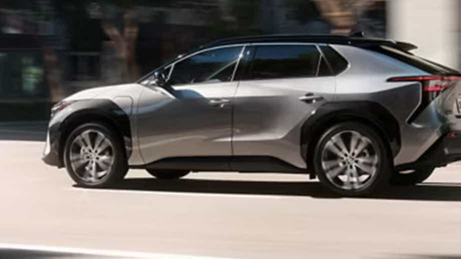 side view of a Wind Chill Pearl Toyota bZ4X