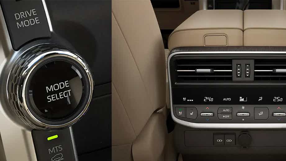 Interior controls of a Toyota Land Cruiser 300