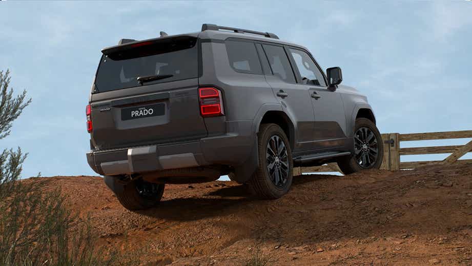 rear three-quarter view of a Toyota Land Cruiser Prado