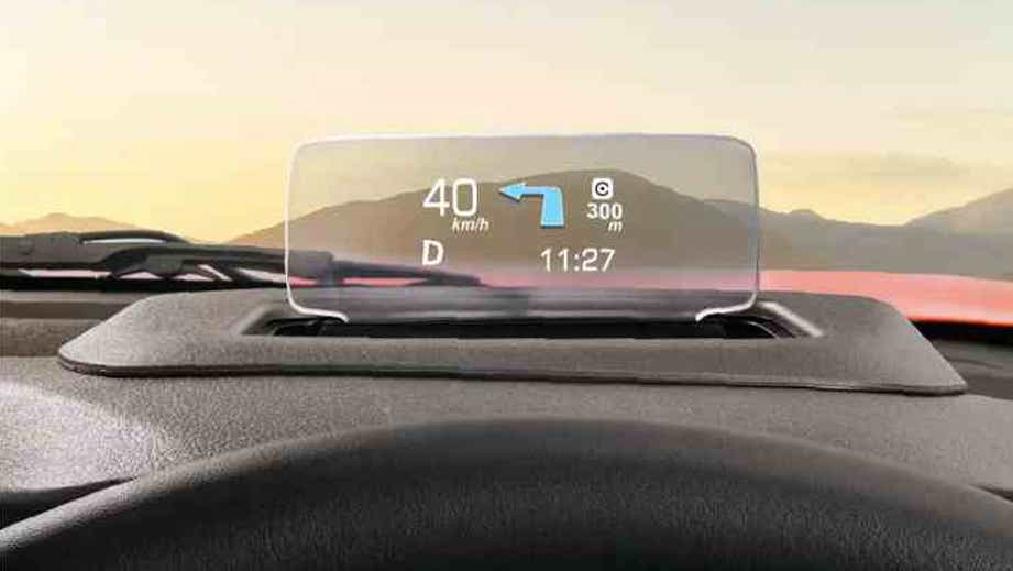 Heads-up display view of a Toyota Urban Cruiser Taisor
