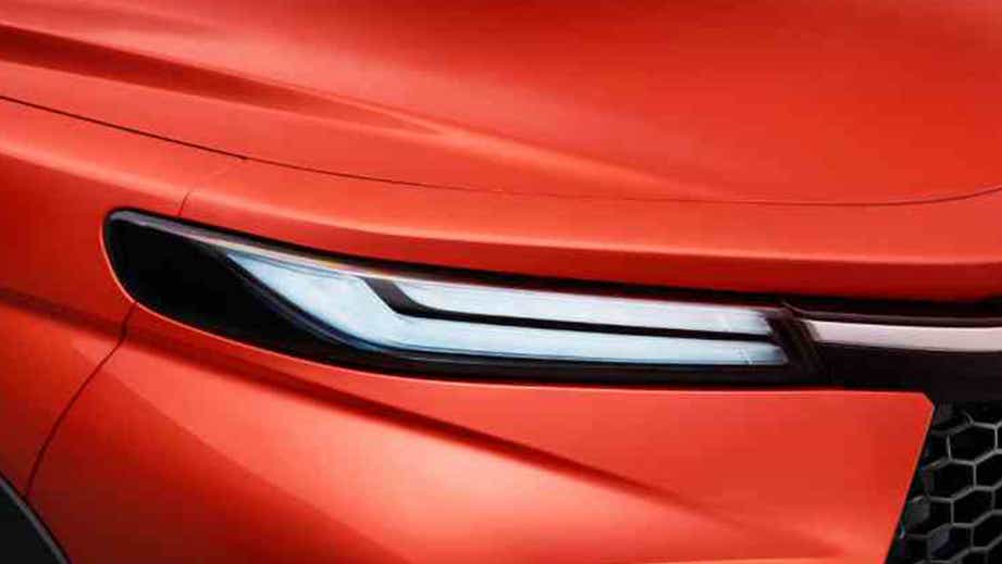 Headlight close-up of a Toyota Urban Cruiser Taisor