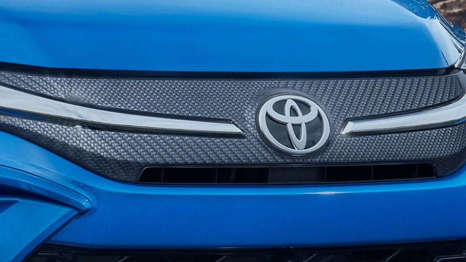 Front grille close-up of a Toyota Urban Cruiser Hyryder