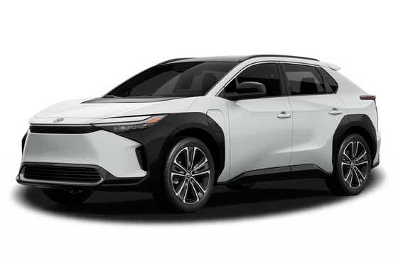 front three-quarter view of a Wind Chill Pearl Toyota bZ4X