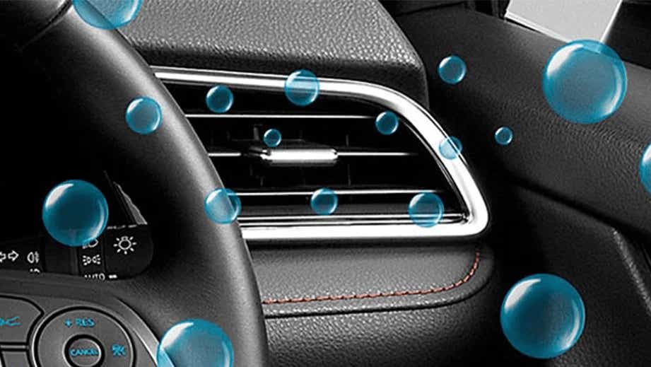 Close-up of dashboard air vent in a Toyota Camry 2022-2023